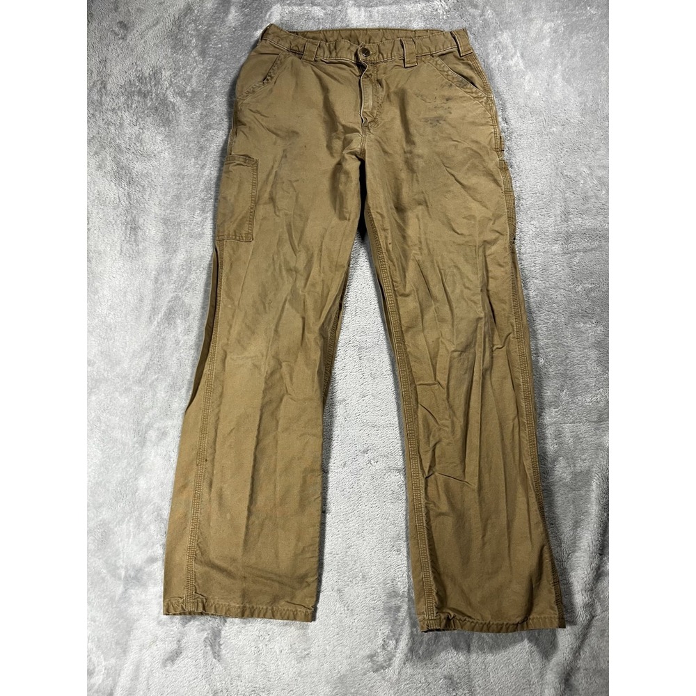 Carhartt B151 DKH Original Dungarees Work Pants Mens Size 34x34 Dark Khaki Brown